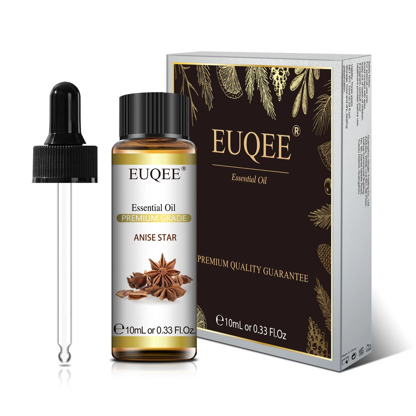 Huile Essentielle 100 % Naturelle EUQEE 10 ml – Lavande, Eucalyptus, Vanille, Agrumes & Plus