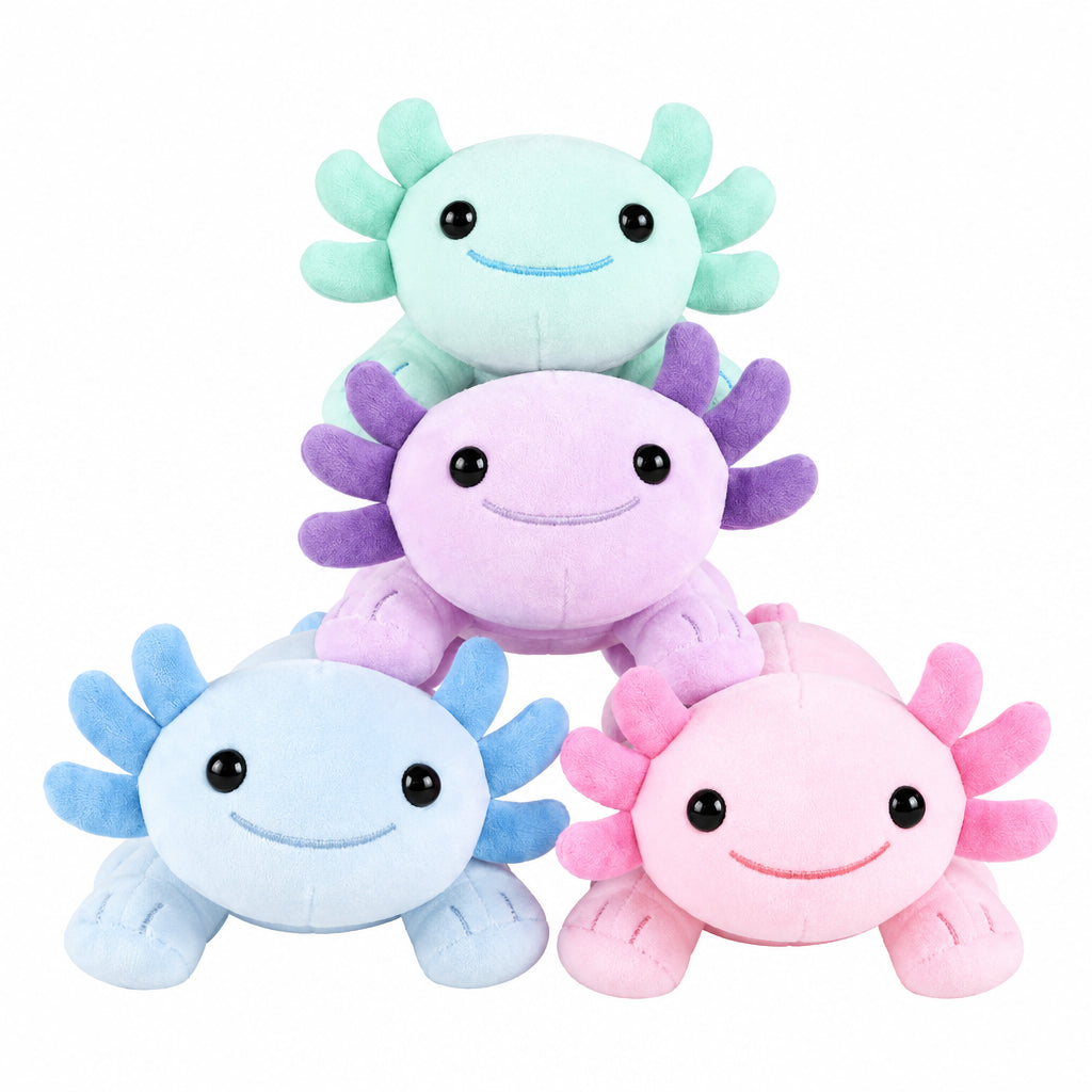 Petite peluche axolotl, doudou salamandre kawaii, 25 cm