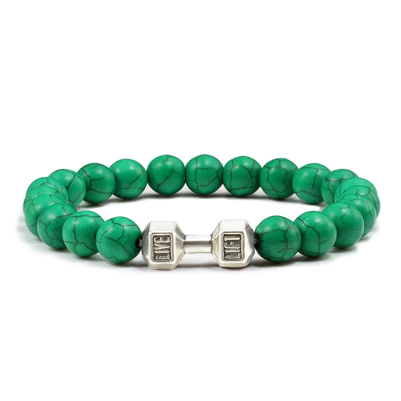 Bracelet Pierre de Lave Noire & Blanche – Bijou Sport, Force & Équilibre