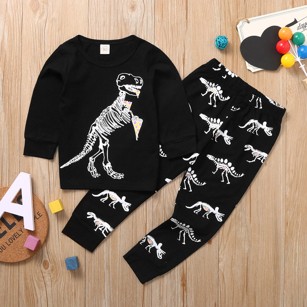 Pyjama Enfant Printemps/Automne – Ensemble Manches Longues Motif Dinosaure