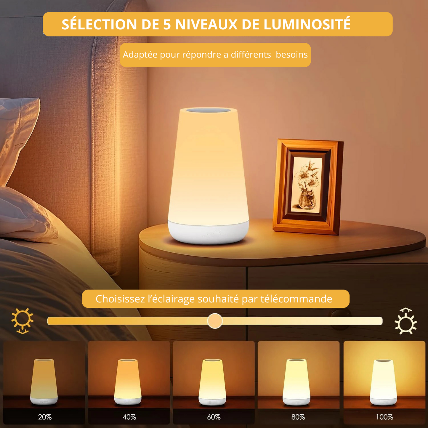 Veilleuse LED 13 Couleurs Changeantes – Tactile & Télécommande | Lampe de Chevet Rechargeable USB