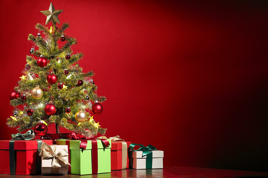 Sapin de Noël décoré avec des cadeaux au pied, idées cadeaux de Noël pour enfant