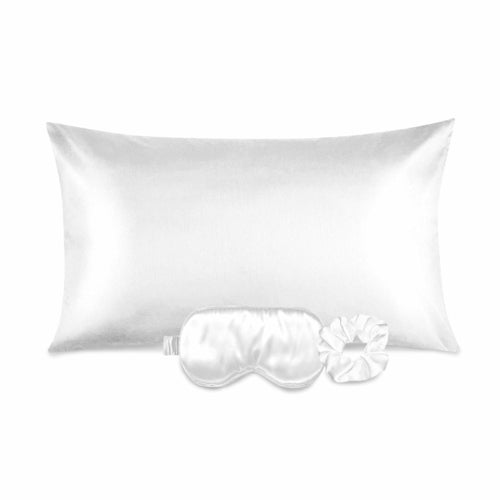 Taie d’Oreiller en Satin Luxueuse avec Masque de Nuit et Chouchou