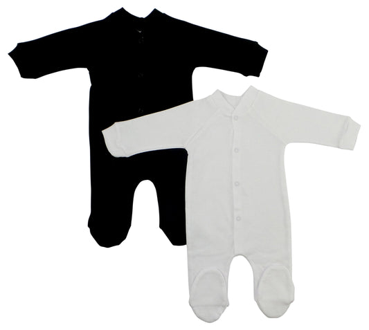 Pyjama Bébé Noir & Blanc Interlock – Lot de 2 à Pieds Fermés