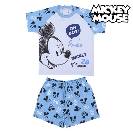 Pyjama Enfant Mickey Mouse Bleu – Ensemble Été 100 % Coton