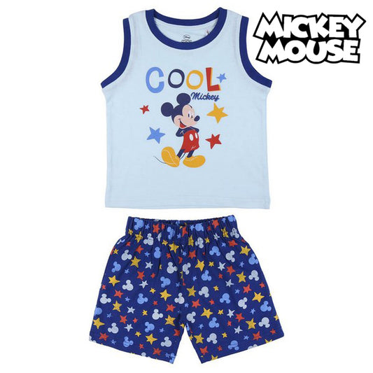 Pyjama Enfant Mickey Mouse Bleu – Ensemble Été Coton Léger