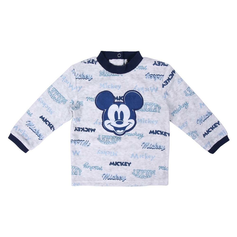 Pyjama Bébé Mickey Mouse Gris – 100 % Coton Manches Longues
