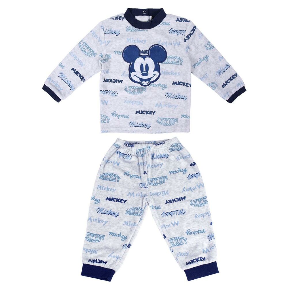 Pyjama Bébé Mickey Mouse Gris – 100 % Coton Manches Longues