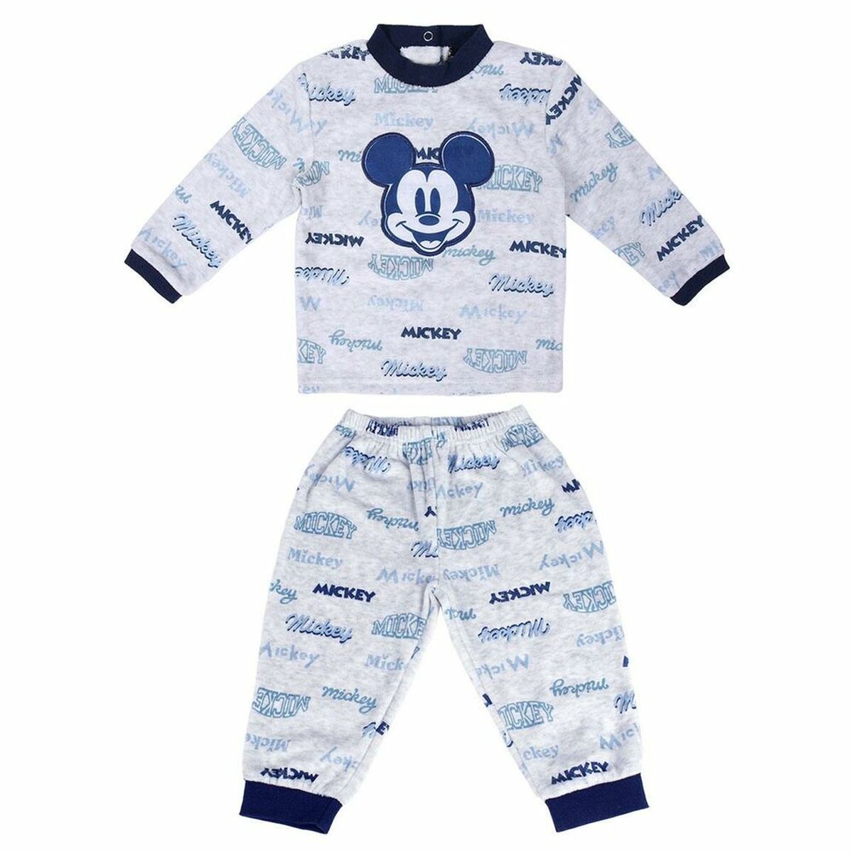Pyjama Bébé Mickey Mouse Gris – 100 % Coton Manches Longues