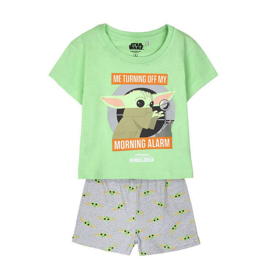 Pyjama Été Enfant – The Mandalorian (Baby Yoda) 100 % Coton Vert Clair