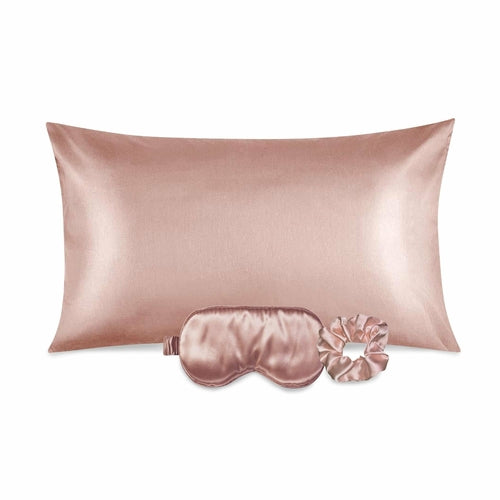 Taie d’Oreiller en Satin Luxueuse avec Masque de Nuit et Chouchou