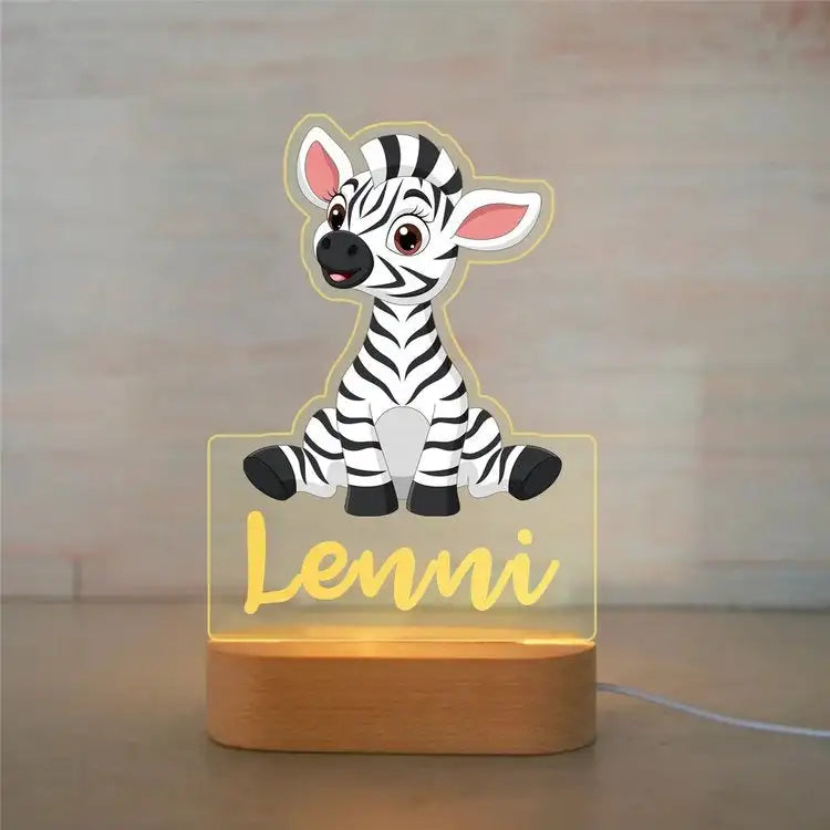 Veilleuse Enfant Personnalisée avec Prénom – Lampe Acrylique Animaux | Déco Chambre Bébé & Cadeau Naissance