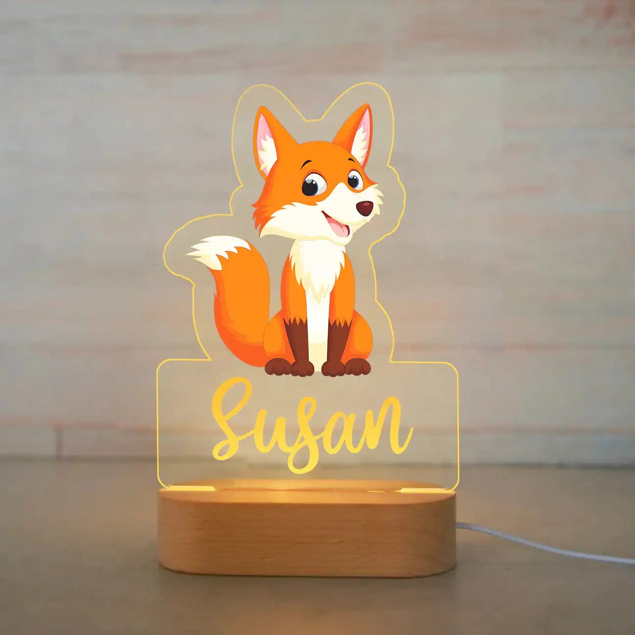 Veilleuse Enfant Personnalisée avec Prénom – Lampe Acrylique Animaux | Déco Chambre Bébé & Cadeau Naissance