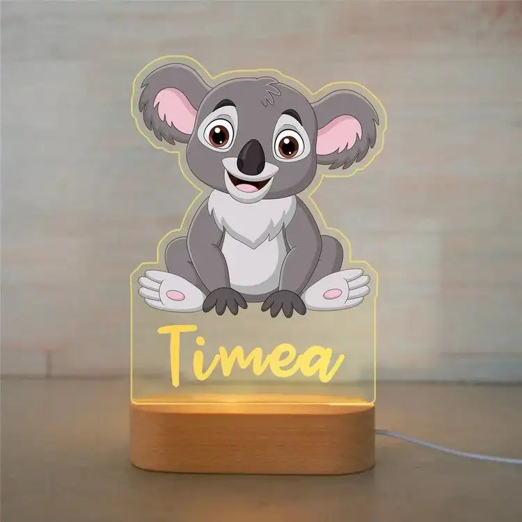 Veilleuse Enfant Personnalisée avec Prénom – Lampe Acrylique Animaux | Déco Chambre Bébé & Cadeau Naissance