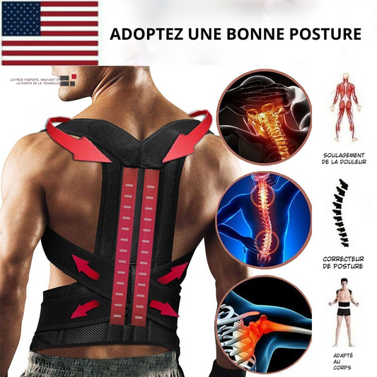 Correcteur de Posture Ajustable avec Soutien Lombaire – Soulage le Dos et Redresse les Épaules