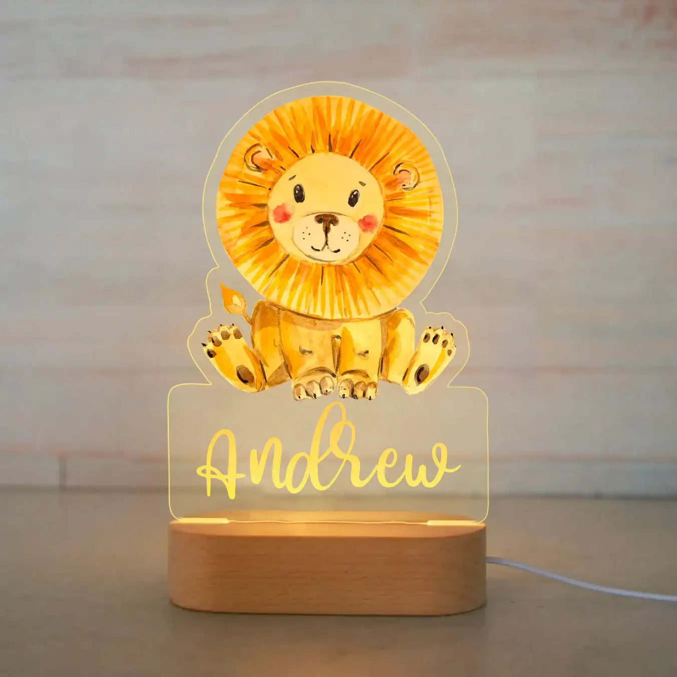 Veilleuse Enfant Personnalisée avec Prénom – Lampe Acrylique Animaux | Déco Chambre Bébé & Cadeau Naissance