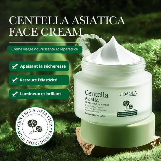 BIOAQUA Crème Visage à la Centella Asiatica – Hydratante, Nourrissante & Raffermissante | Soin Apaisant Peau Sensible
