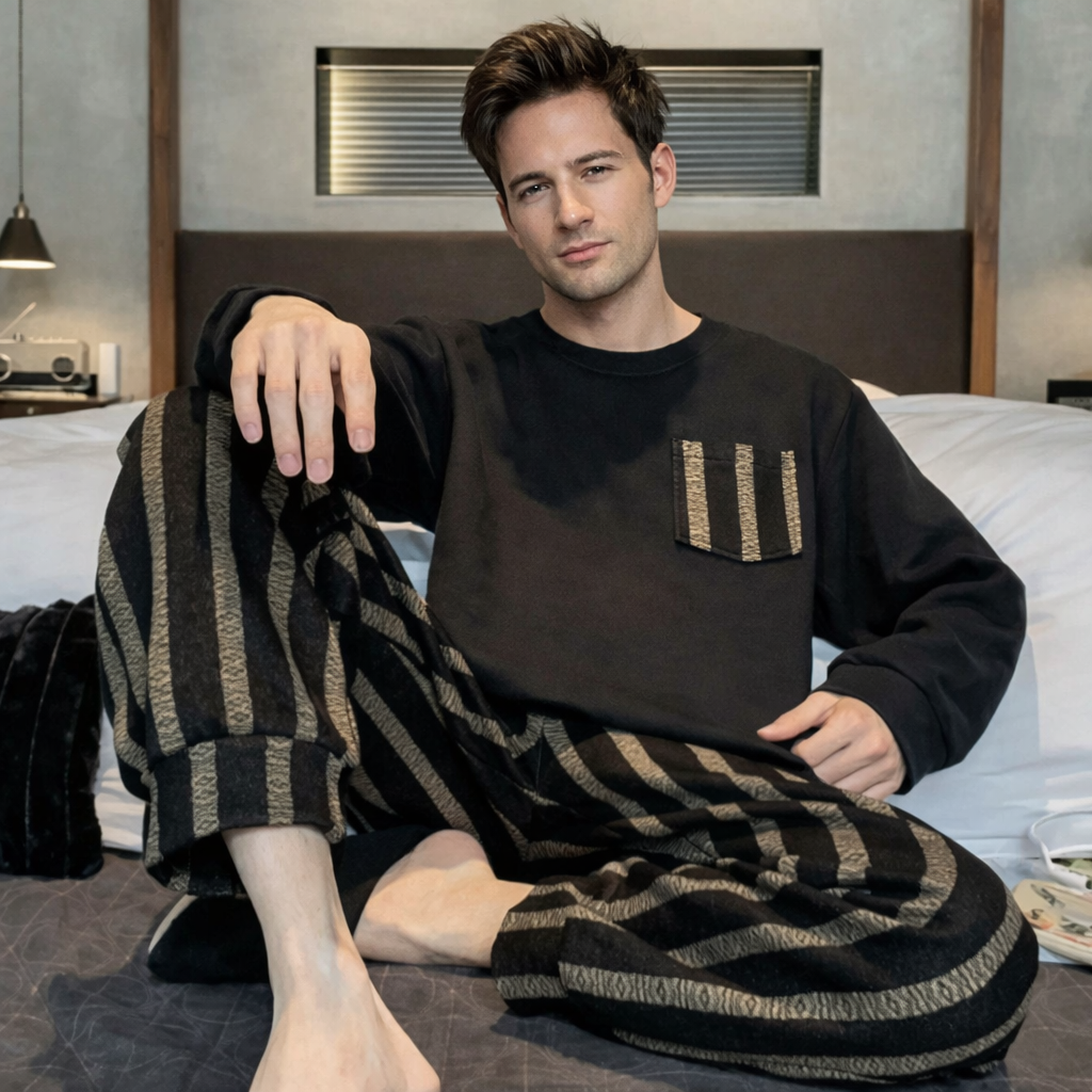 Pyjama Homme Grande Taille – Ensemble 2 Pièces Motif Ours Cartoon