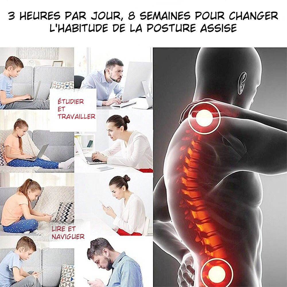Correcteur de Posture Ajustable avec Soutien Lombaire – Soulage le Dos et Redresse les Épaules