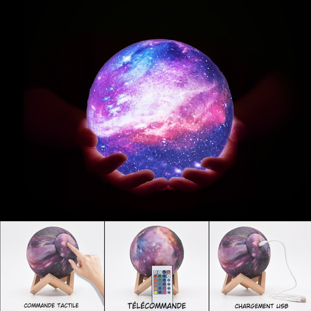 Lampe Lune 3D Galaxy – Veilleuse Multicolore avec Télécommande & Recharge USB