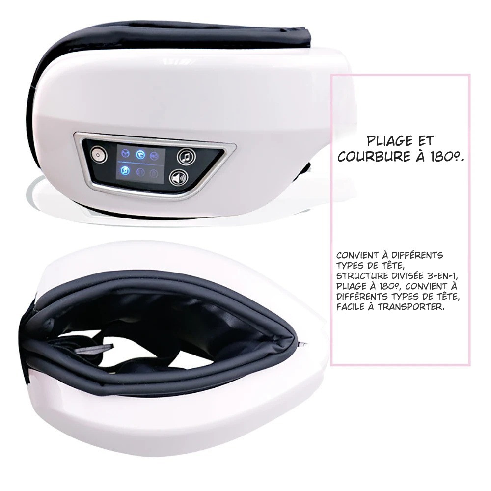 Masque de Massage Intelligent pour les Yeux 6D – Vibrations, Airbags & Musique Relaxante