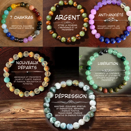 Bracelet Symbolique en Pierres Naturelles – Protection, Apaisement & Énergie Spirituelle