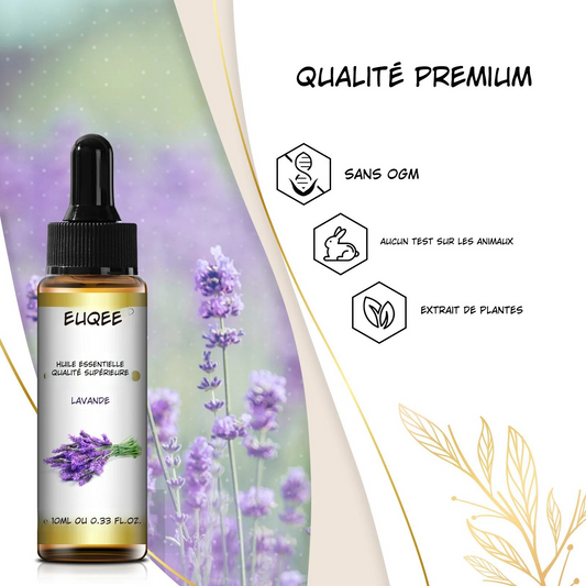 Huile Essentielle 100 % Naturelle EUQEE 10 ml – Lavande, Eucalyptus, Vanille, Agrumes & Plus