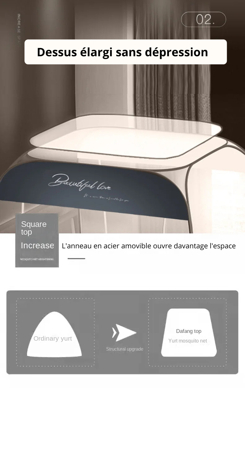 🌙 Moustiquaire Tente Sans Installation – Style Yourte Moderne | Gris Étoilé