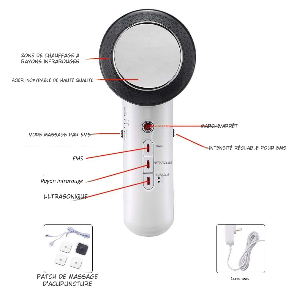 Appareil de Massage Minceur Ultrasons & Infrarouges – Raffermissement Visage & Corps