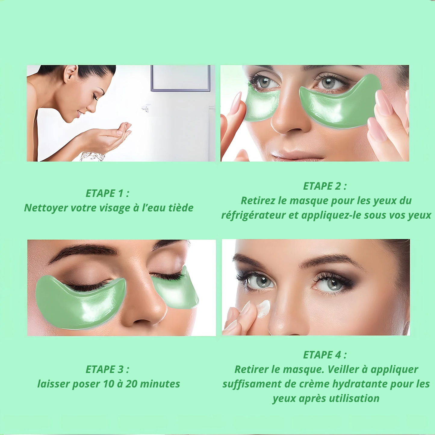 60 Patchs Yeux Collagène Algue & Acide Hyaluronique – Anti-Cernes & Hydratation Intense