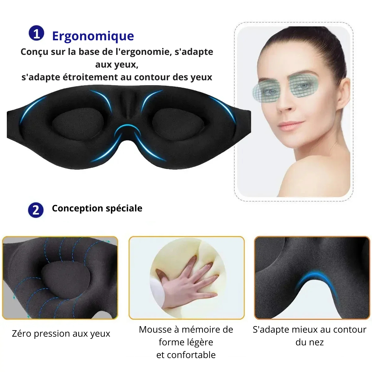 3D Contoured Eye Sleep Mask, Night Mask for Men and Women.