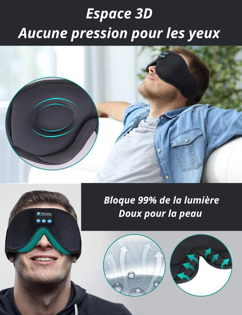 Sleep mask with headphones, 3D contour, night mask for men and women.