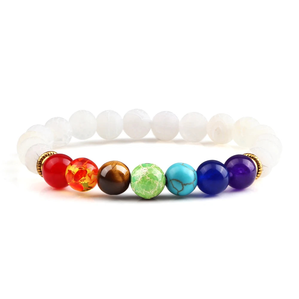 Bracelets 7 Chakras en Pierres Naturelles & Lave – Lot de 2 Bijoux Reiki Ajustables