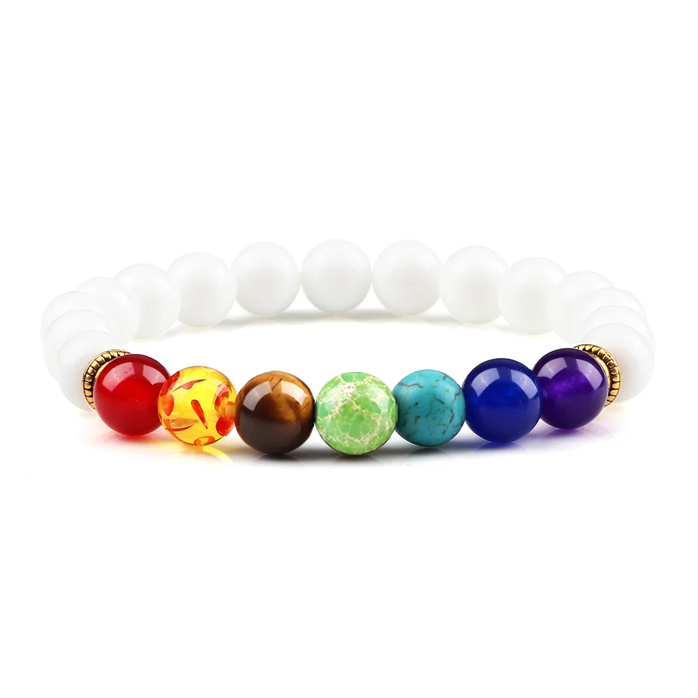 Bracelets 7 Chakras en Pierres Naturelles & Lave – Lot de 2 Bijoux Reiki Ajustables