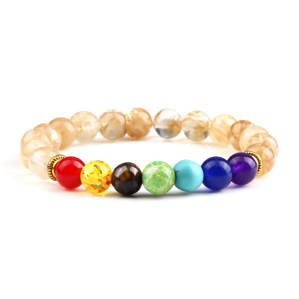 Bracelets 7 Chakras en Pierres Naturelles & Lave – Lot de 2 Bijoux Reiki Ajustables