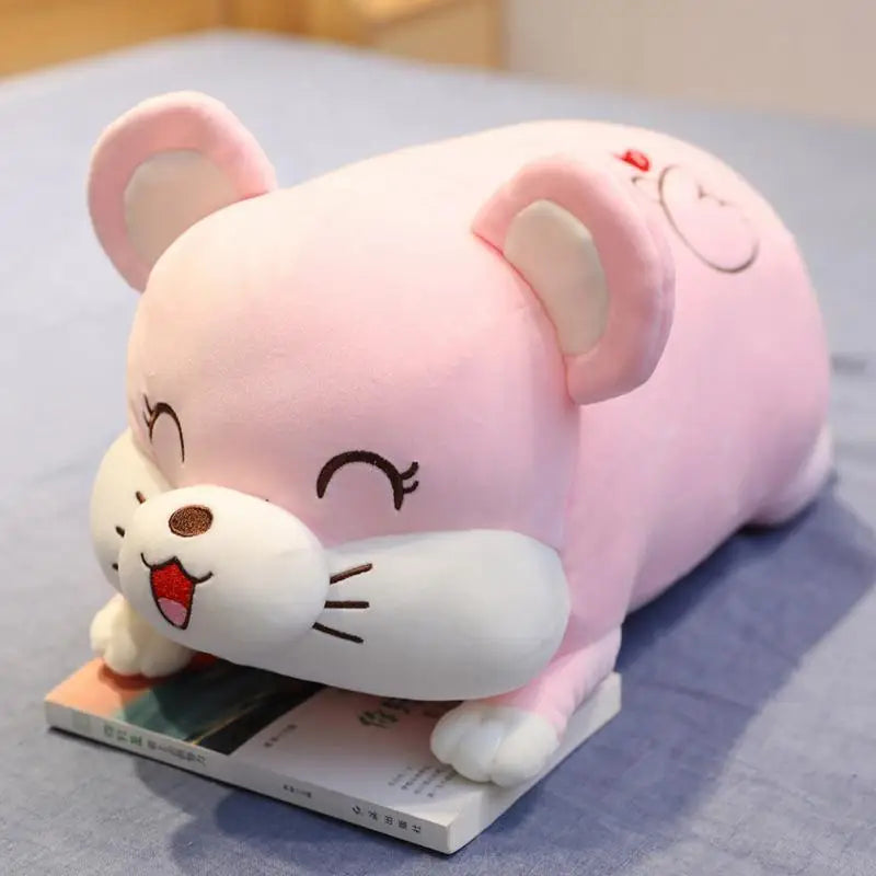 Coussin Peluche Animal 40 cm – Hamster, Cochon ou Souris