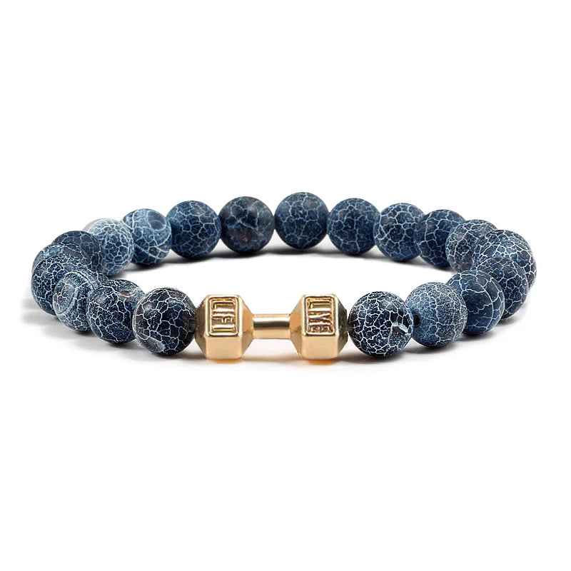 Bracelet Pierre de Lave Noire & Blanche – Bijou Sport, Force & Équilibre