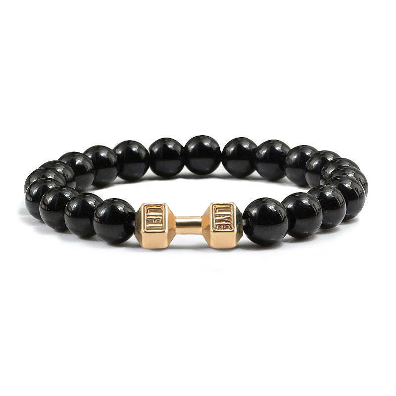 Bracelet Pierre de Lave Noire & Blanche – Bijou Sport, Force & Équilibre