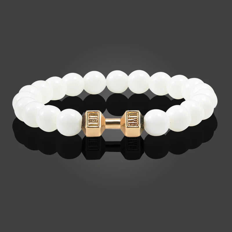 Bracelet Pierre de Lave Noire & Blanche – Bijou Sport, Force & Équilibre