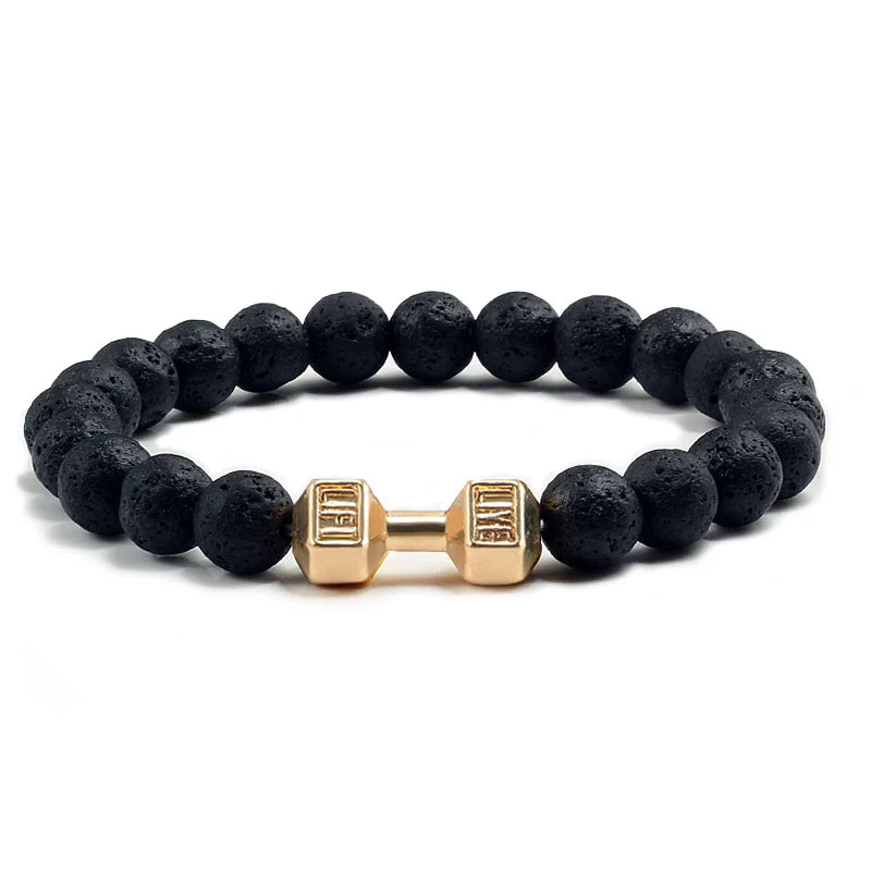 Bracelet Pierre de Lave Noire & Blanche – Bijou Sport, Force & Équilibre
