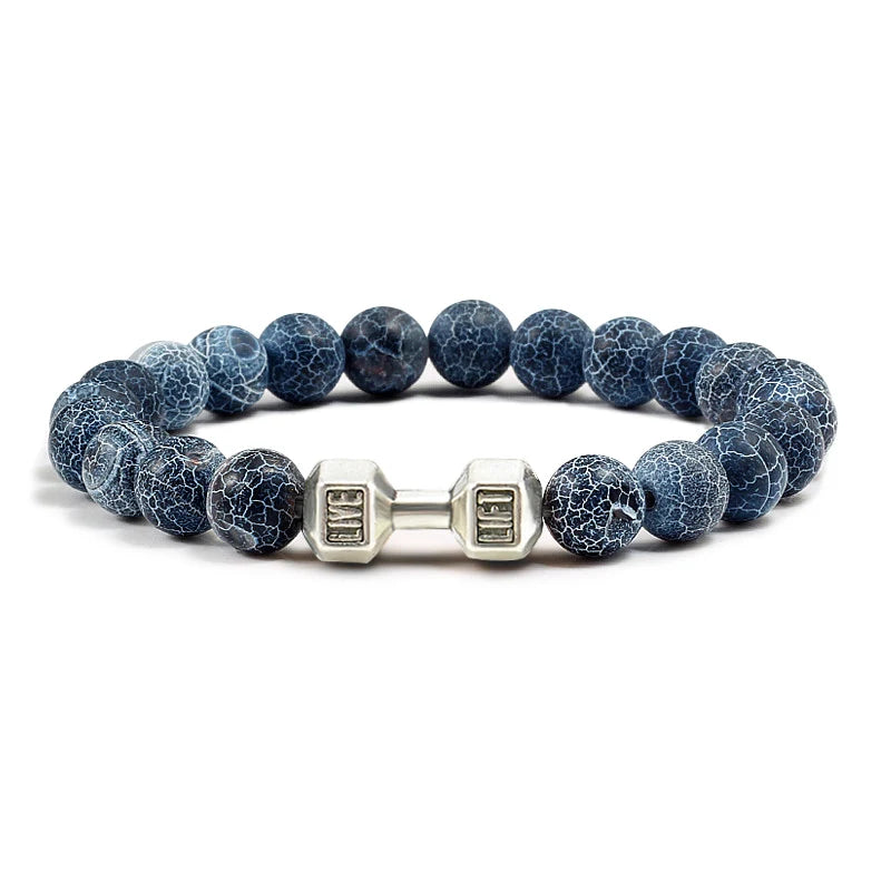Bracelet Pierre de Lave Noire & Blanche – Bijou Sport, Force & Équilibre