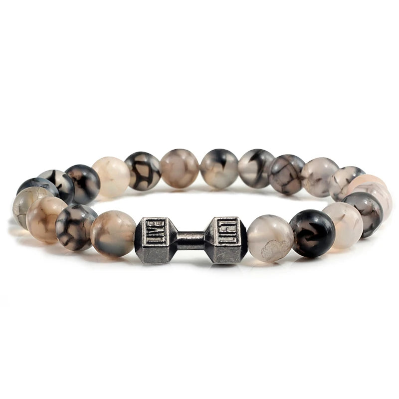 Bracelet Pierre de Lave Noire & Blanche – Bijou Sport, Force & Équilibre