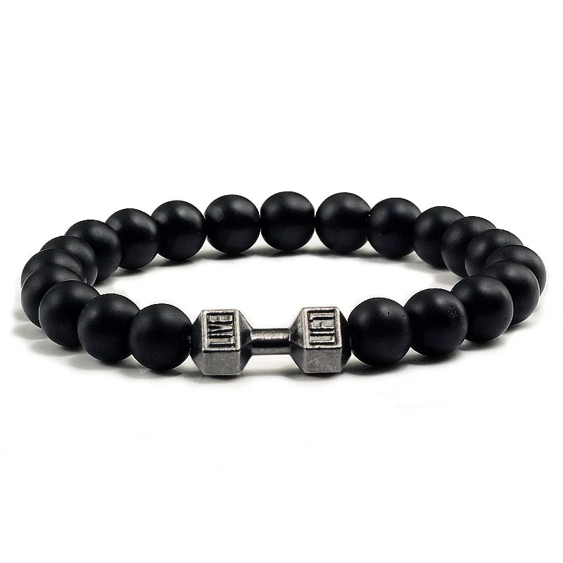 Bracelet Pierre de Lave Noire & Blanche – Bijou Sport, Force & Équilibre