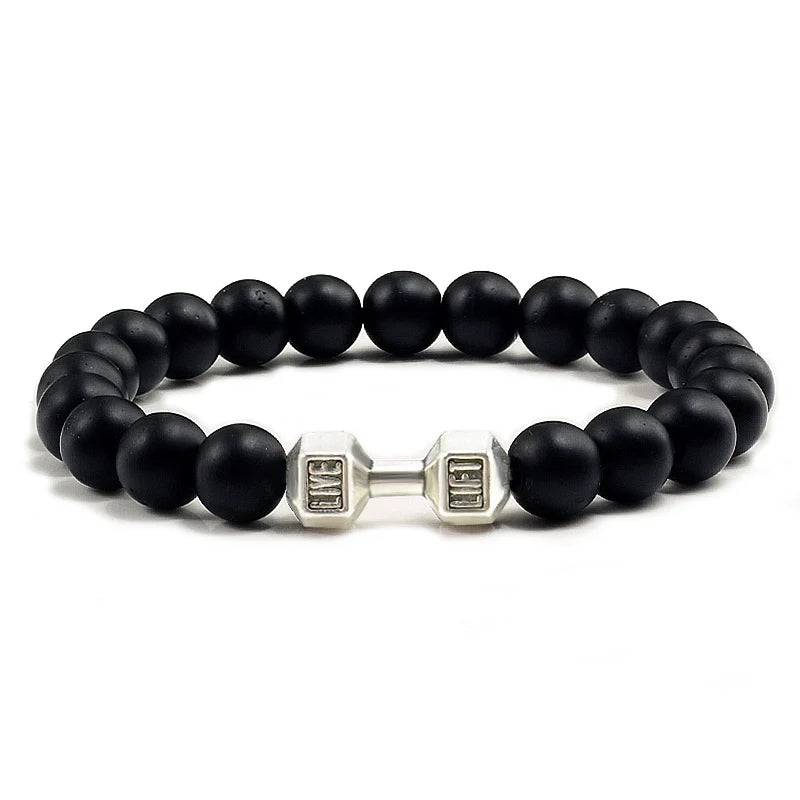 Bracelet Pierre de Lave Noire & Blanche – Bijou Sport, Force & Équilibre