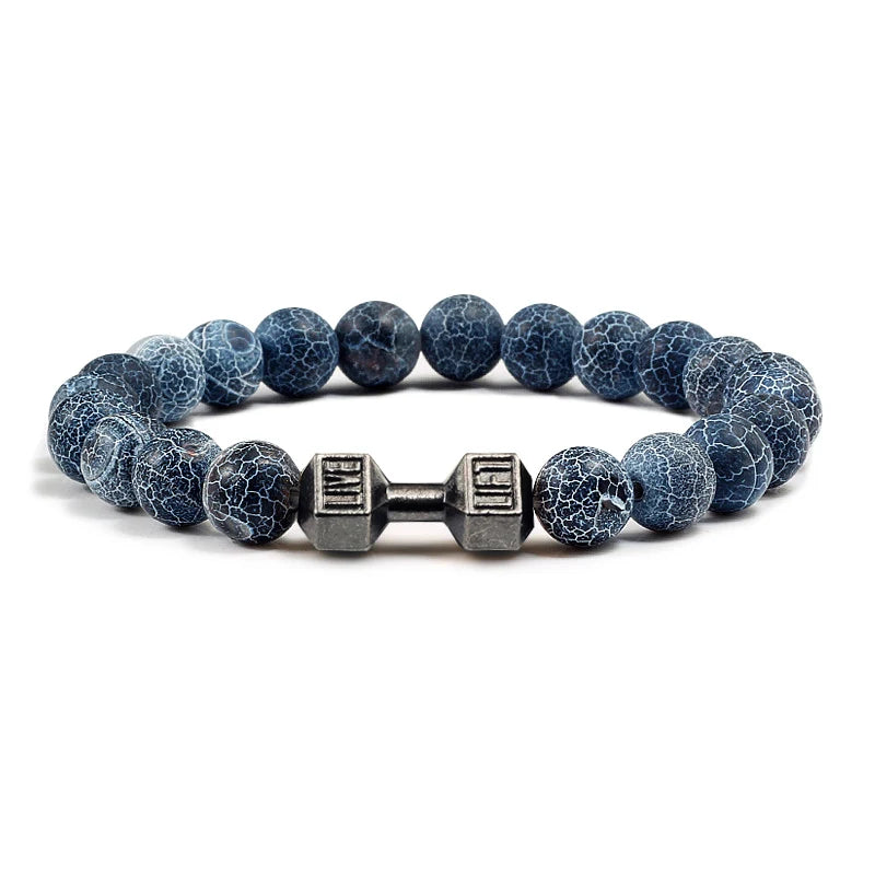 Bracelet Pierre de Lave Noire & Blanche – Bijou Sport, Force & Équilibre