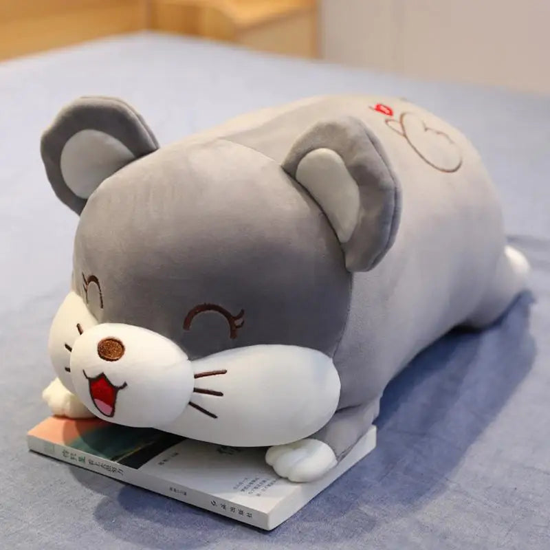 Coussin Peluche Animal 40 cm – Hamster, Cochon ou Souris