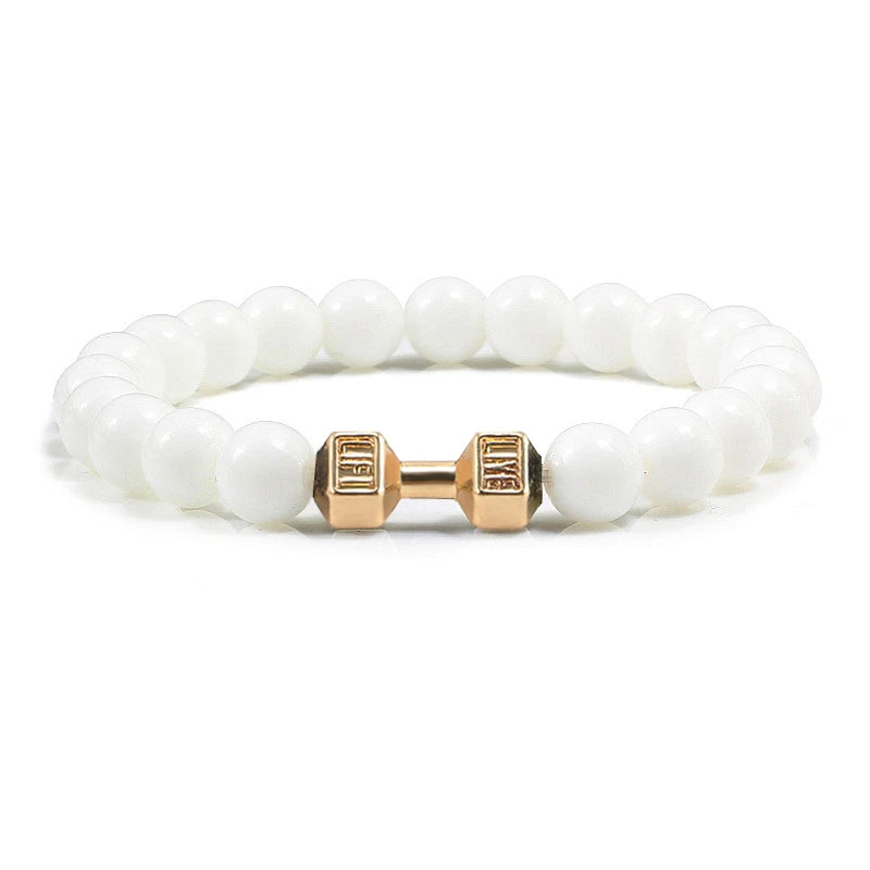 Bracelet Pierre de Lave Noire & Blanche – Bijou Sport, Force & Équilibre