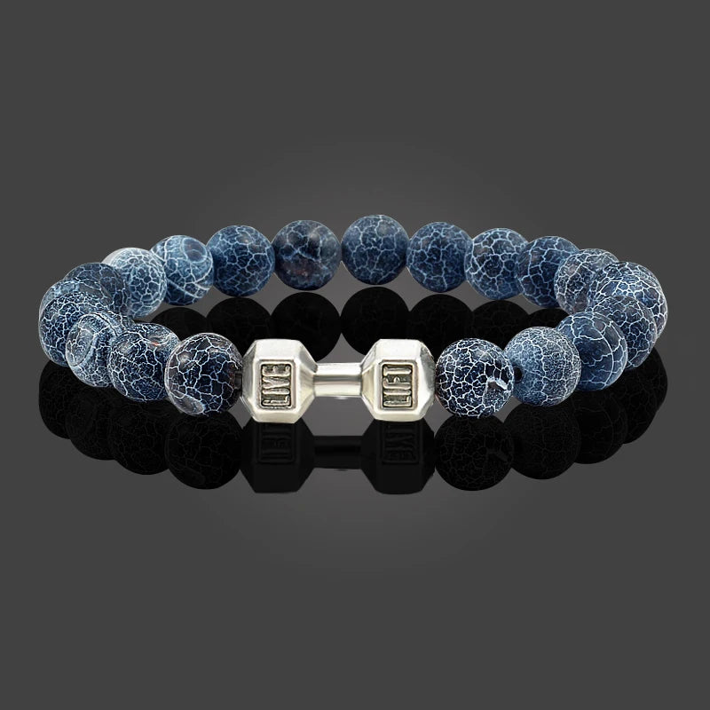Bracelet Pierre de Lave Noire & Blanche – Bijou Sport, Force & Équilibre