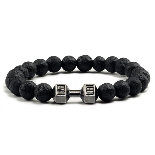 Bracelet Pierre de Lave Noire & Blanche – Bijou Sport, Force & Équilibre