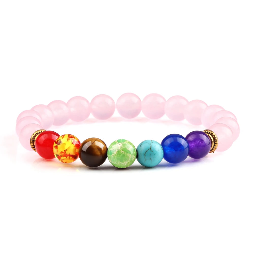Bracelets 7 Chakras en Pierres Naturelles & Lave – Lot de 2 Bijoux Reiki Ajustables